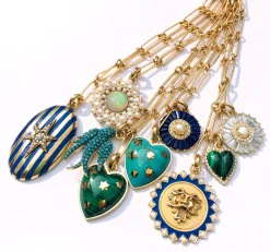 Aquamarine and Pearl Emily Charm in Yellow Gold