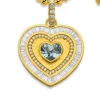 Aquamarine and White Diamond Heart Pendant in Yellow Gold