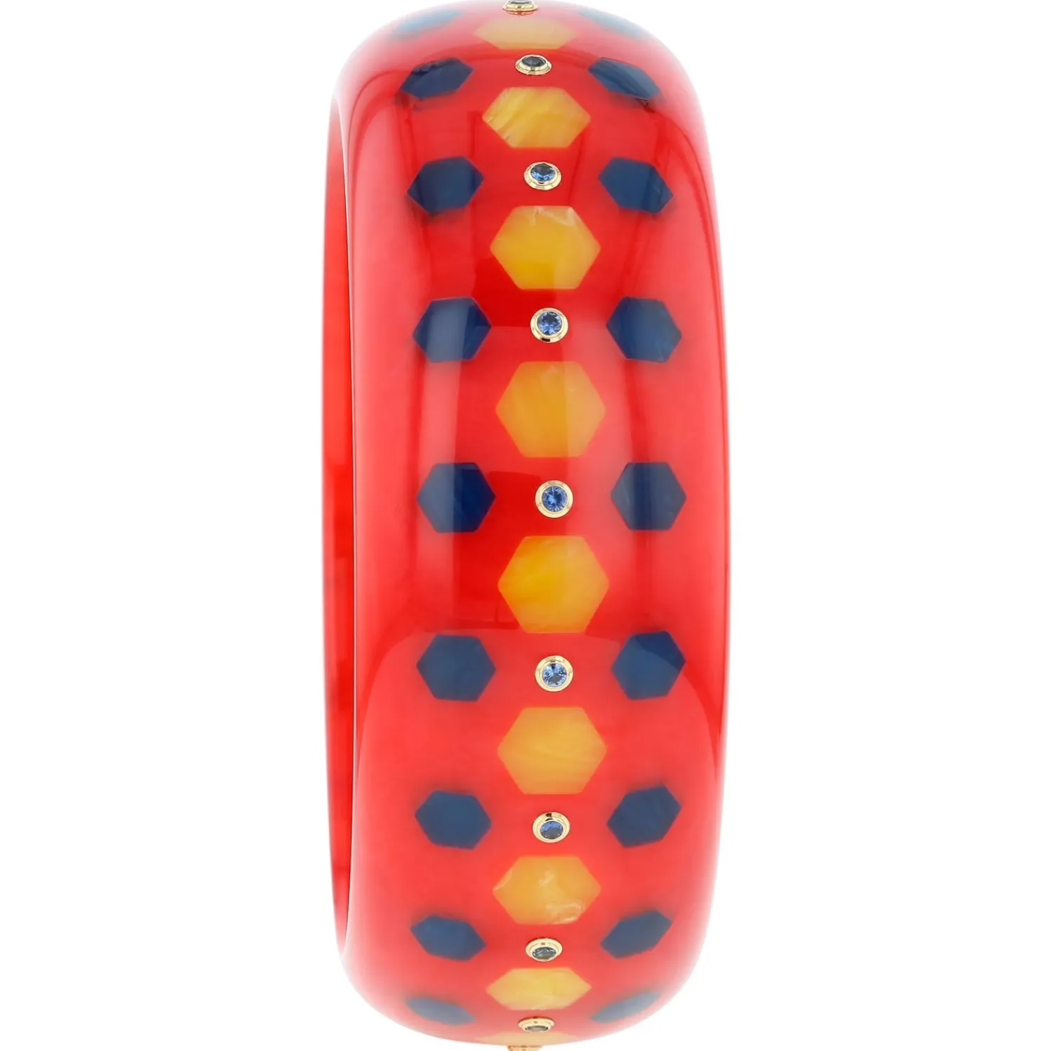 Bakelite Bangle with Blue Sapphires