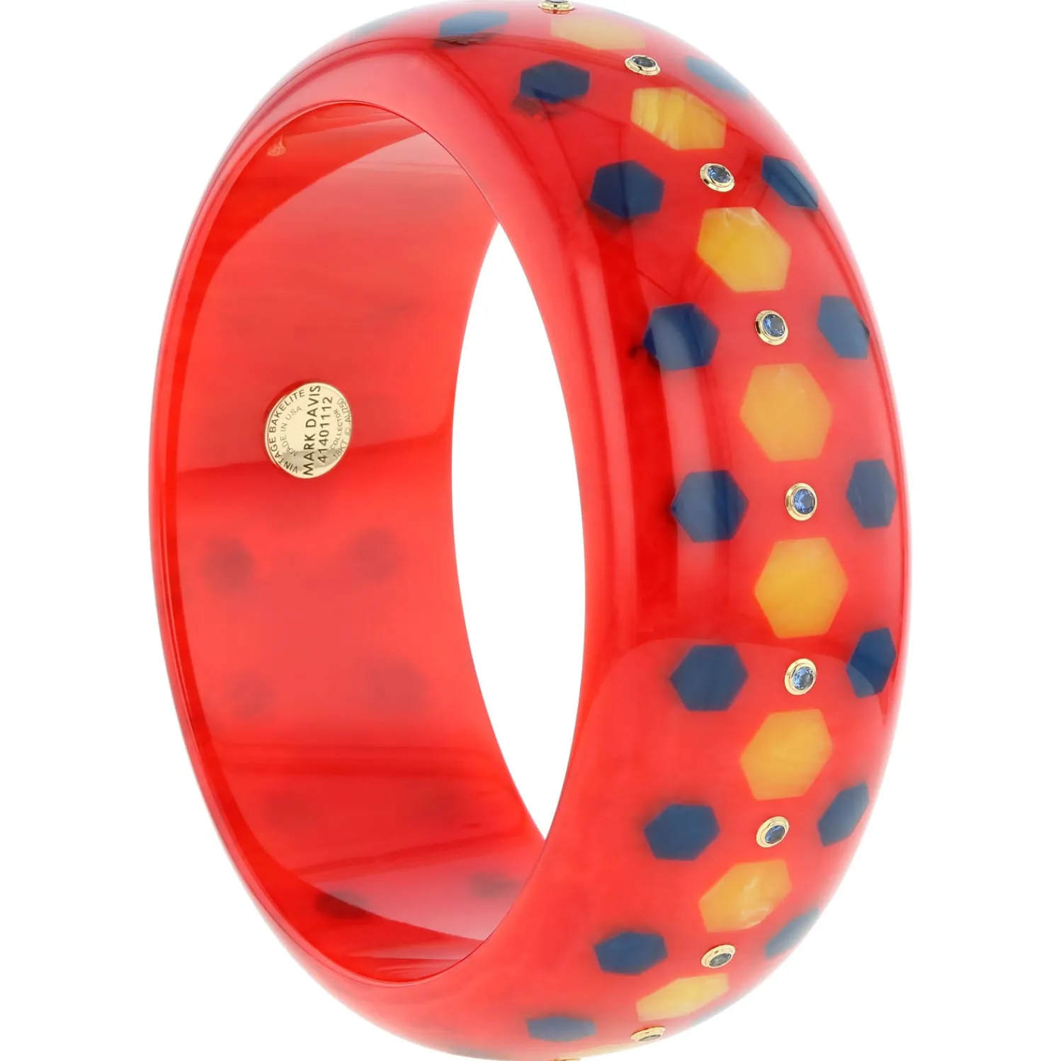 Bakelite Bangle with Blue Sapphires