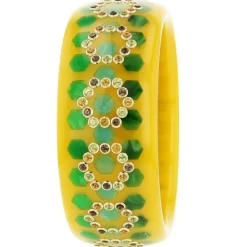 Bakelite Bangle with Citrine, Peridot and Smoky Quartz