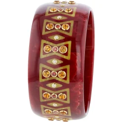 Bakelite Bangle with Citrine, Mozambique Garnet and White Topaz