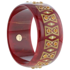 Bakelite Bangle with Citrine, Mozambique Garnet and White Topaz