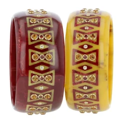 Bakelite Bangle with Citrine, Mozambique Garnet and White Topaz