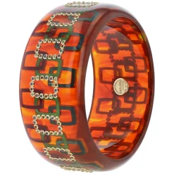 Bakelite Bangle with Citrine, Rhodolite Garnet, Peridot and Blue Sapphire