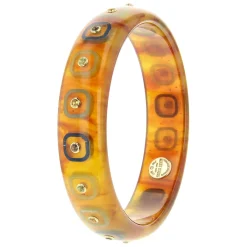 Bakelite Bangle with Citrine, Peridot and Smoky Quartz