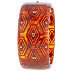 Bakelite Bangle with Citrine and Yellow Sapphire