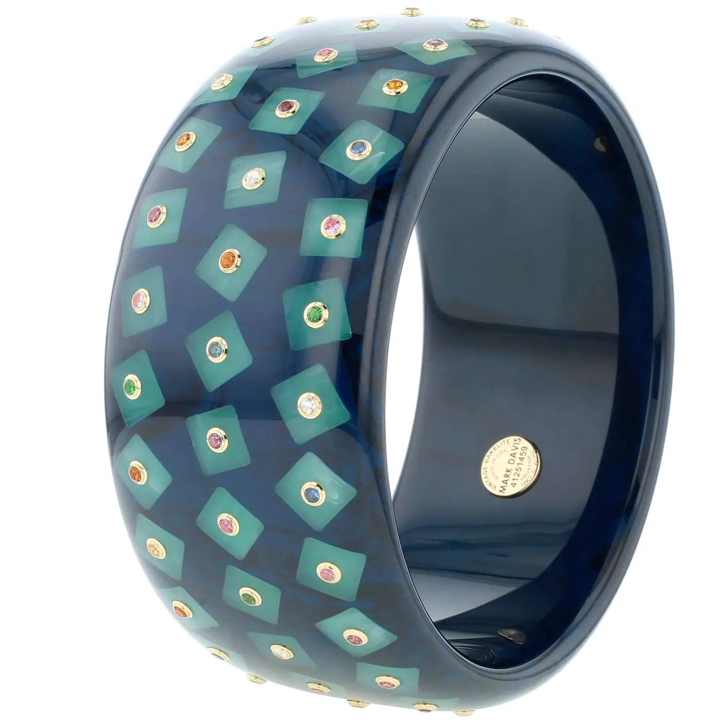 Bakelite Bangle with Mixed Gemstones