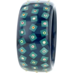 Bakelite Bangle with Mixed Gemstones