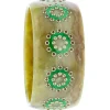 Bakelite Bangle with Peridot and Smoky Quartz