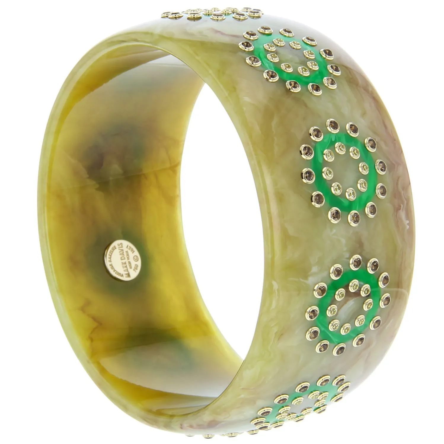 Bakelite Bangle with Peridot and Smoky Quartz