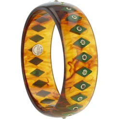 Bakelite Bangle with Peridot and Smoky Quartz