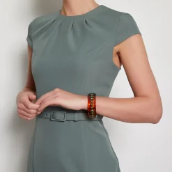 Bakelite Bangle with Peridot and Smoky Quartz