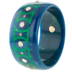 Bakelite Bangle with Rhodolite Garnet and White Topaz