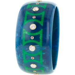 Bakelite Bangle with Rhodolite Garnet and White Topaz