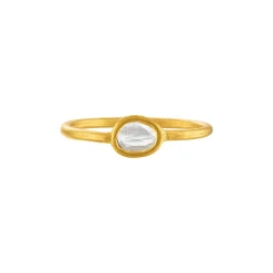 Bazaar Single Rosecut White Diamond Ring in Yellow Gold