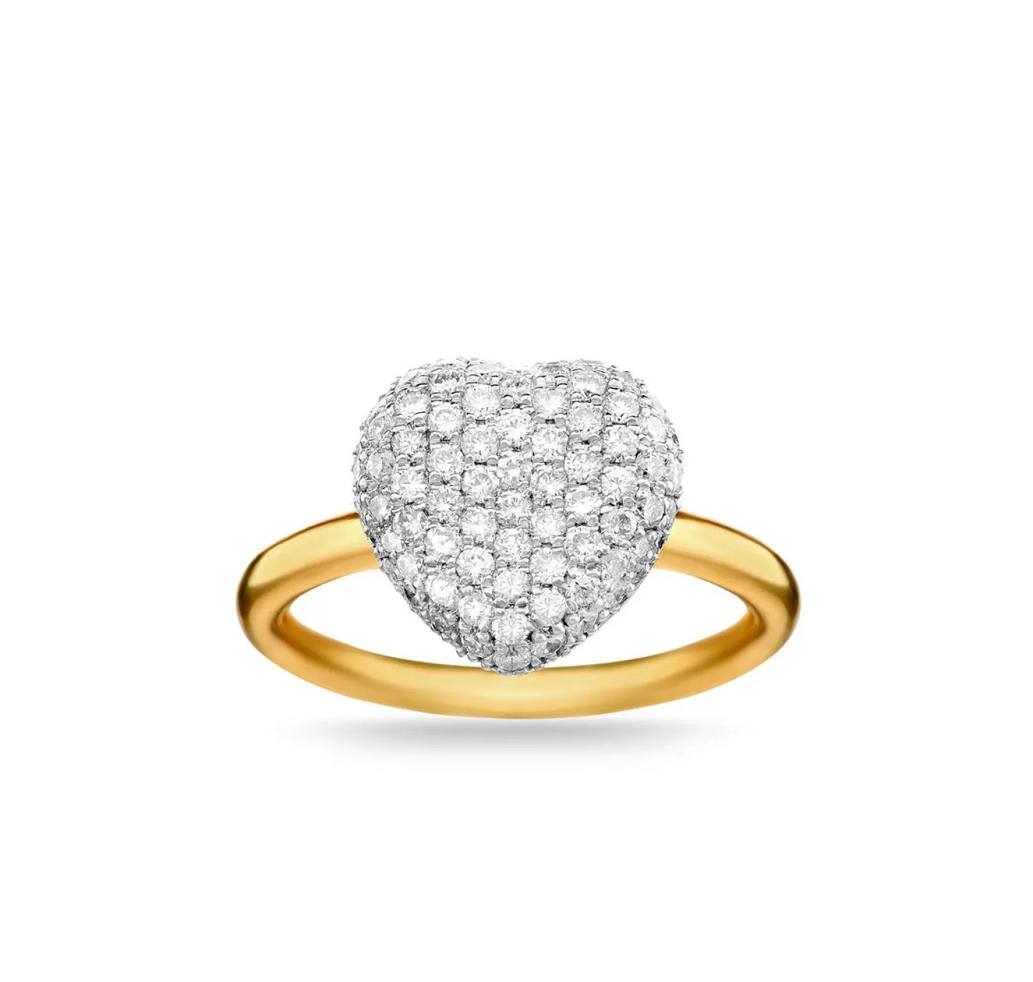 Bella Large Pavé White Diamond Ring in Yellow Gold