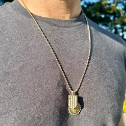 Black and White Diamond Walter Medallion in Yellow Gold