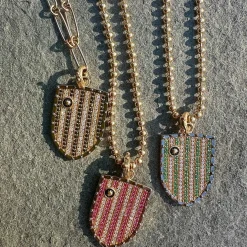 Black and White Diamond Walter Medallion in Yellow Gold