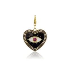 Black Ruby Evil Eye Heart Charm