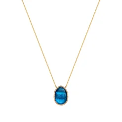 Blue Chalcedony Small Luna Necklace in Yellow Gold