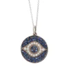Blue Sapphire Little Dawn Eye Pendant in Blackened White Gold
