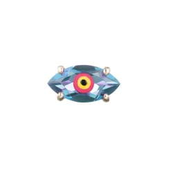 Blue Topaz Big Eye Stud in Yellow Gold