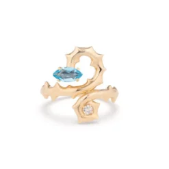 Blue Topaz Dragon Ring in Yellow Gold