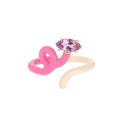 Bubblegum and Panna Vine Ring with Amethyst