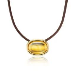 Cabochon Citrine Scuba Choker Necklace in Yellow Gold