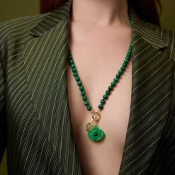 Chrysoprase and Jade Eye Charm