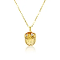 Citrine & Diamond Frog Pendant Necklace