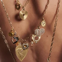 Citrine Coin Heart Charm