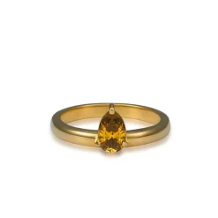 Colored Diamond Pear Cut Ring in Yellow Gold
