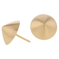 Conical Shaped Stud Earrings in Matte Yellow Gold