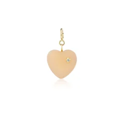 Diamond & Bakelite Light Pink Heart Charm