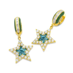 Diamond & Blue Topaz Star Huggies