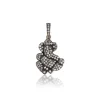 Diamond Ganesh Charm in Blackened Silver