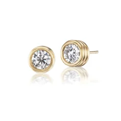 Diamond Grotto Stud Earrings in Yellow Gold