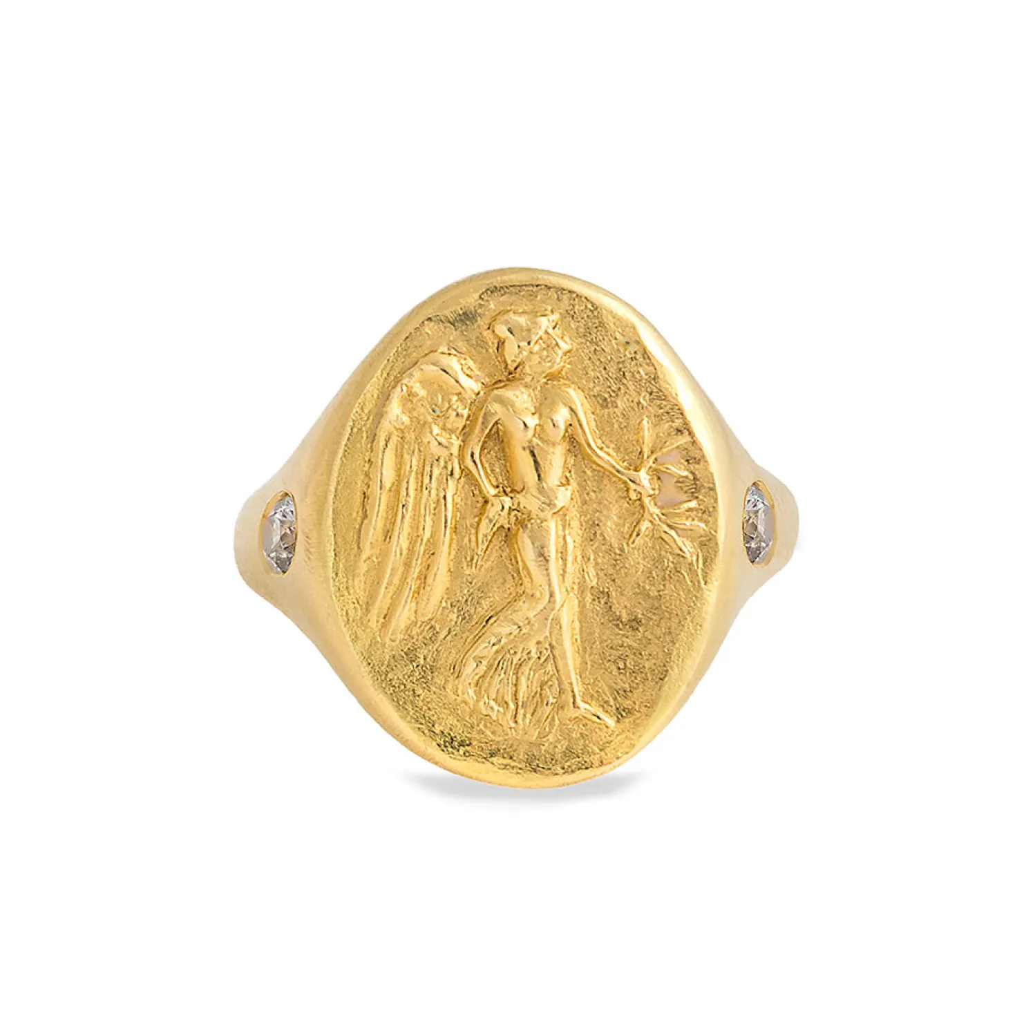 Diamond Niki Signet Ring in Yellow Gold