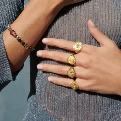 Diamond Pegasus Coin Ring in Yellow Gold