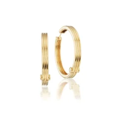 Diamond Scuba Trio Hoops in Yellow Gold