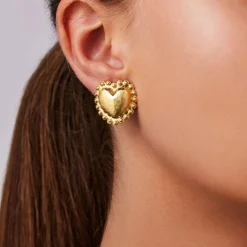 Dot Heart Clip Earrings