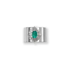 Emerald and Diamond Revive Ring in White Gold