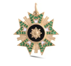 Emerald and Enamel Florence Charm in Yellow Gold