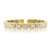 Emerald Cut White Diamond Me Cuff Bracelet in Yellow Gold