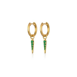 Emerald Diamond Pave Spike Huggies in Yellow Gold
