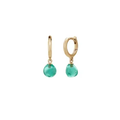 Emerald Drop Hoop Earrings