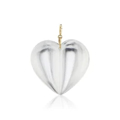 Extra Large Rock Crystal Split Heart Charm