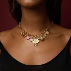 Fancy Color Brown & Orange Diamond Half Halo Heart Charm